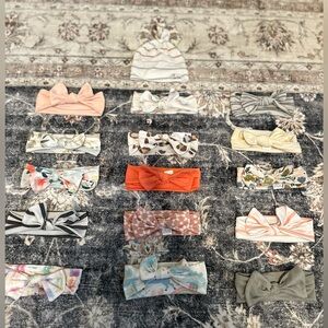 Copper Pearl Headband lot - 15 headbands with bow, one hat EUC